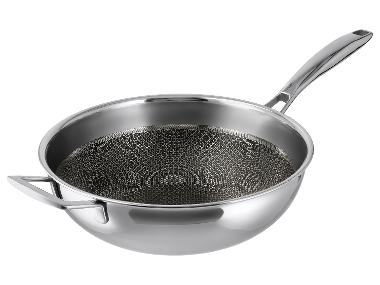 SILVERCREST® Wok en acier inoxydable avec structure en nid d’abeille, Ø 28 cm