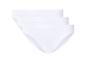 Verpakking van drie witte damesonderbroeken met elastische tailleband