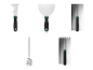 Ensemble d'outils pour carrelage Parkside avec spatules, truelle et mélangeur.