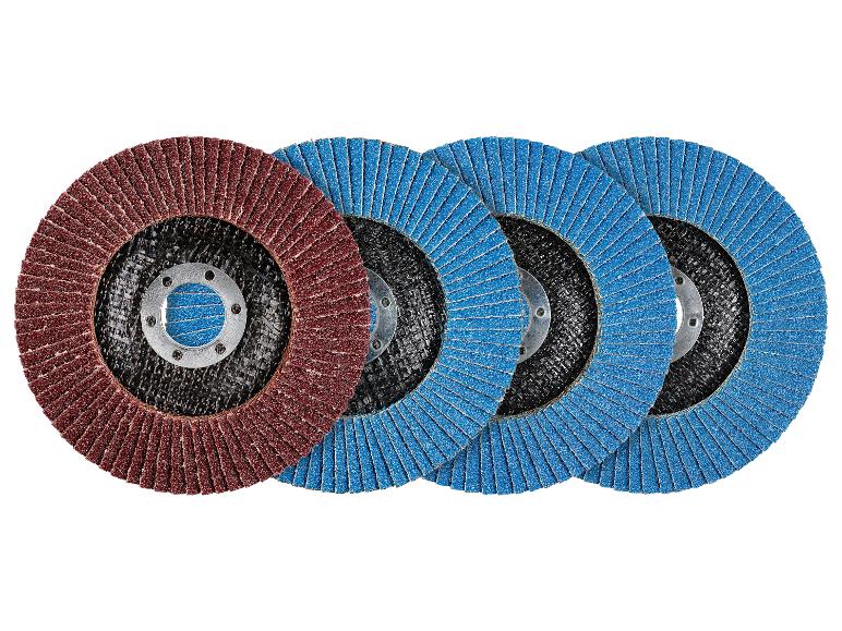 Rode en blauwe lamellenschijven voor haakse slijper