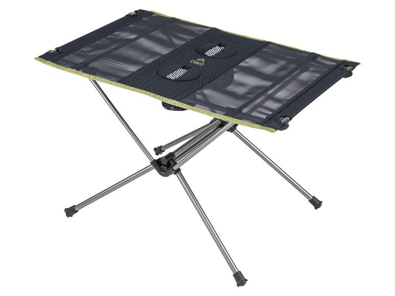 Table et chaise pliante Crivit : design compact et léger, idéale pour le camping.