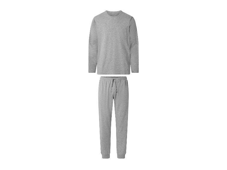 Pyjama gris deux pièces avec haut à manches longues et pantalon de jogging.