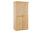 Een houten kledingkast met twee deuren.