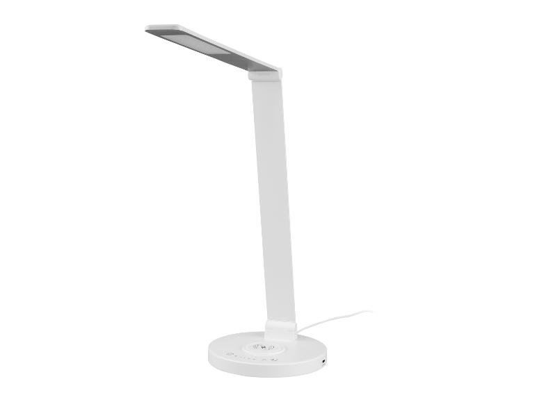 Lampe de bureau LED blanche avec chargement sans fil et commandes tactiles