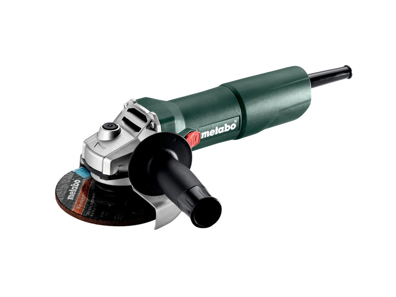Une meuleuse d'angle Metabo verte avec un disque.