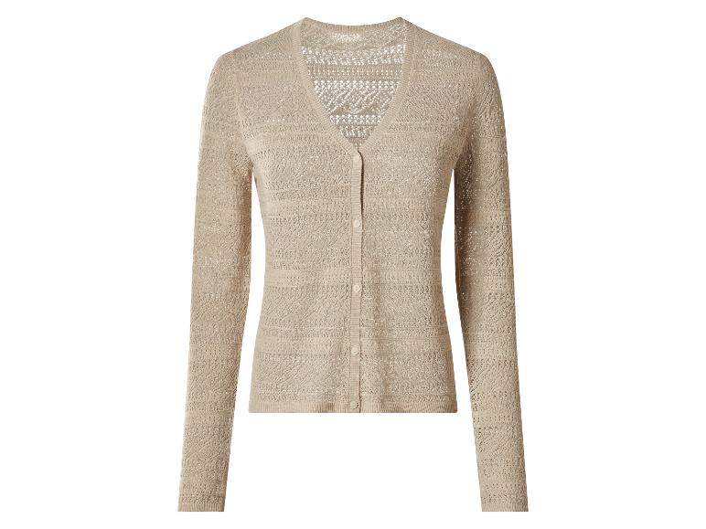 Cardigan en maille beige pour femme avec boutons et col en V