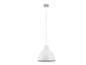 Een witte hanglamp met een ronde kap.