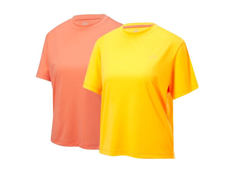 Twee Crivit T-shirts, oranje en geel.