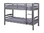 Lit superposé gris avec matelas.