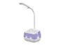 Lampe de bureau avec support de téléphone intégré, couleur lilas.