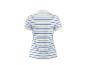 Gestreept damespoloshirt in wit en blauw, achteraanzicht