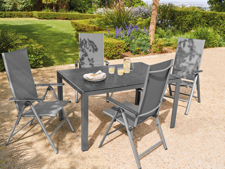 Ga naar volledige schermweergave: Aluminium tuinset grijs met tuintafel en 4 relaxstoelen Houston LIVARNO home - afbeelding 3