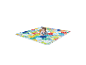 Bébé jouant sur un tapis de jeu coloré et matelassé.