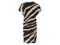 Kort mouw midi jurk met zwart-beige zebraprint.