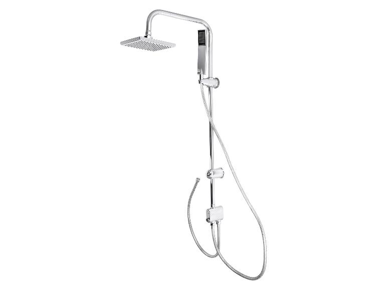 Chromen doucheset met regendouchekop en handdouche.