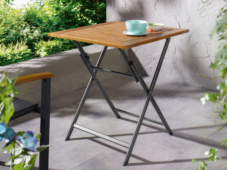 Ga naar volledige schermweergave: LIVARNO home Aluminium tuintafel »Valencia«, met inklapbaar houten blad - afbeelding 2