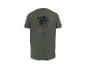 T-shirt vert avec motif palmier et texte « BEACH CLUB Paradise » au dos.