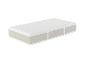 Een wit matras met een beige zijpaneel en een gewatteerd oppervlak.