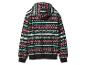 Zwarte hoodie met kerstpatroon, 'HO HO HO'-tekst en sneeuwvlokken.