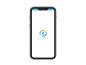 Un smartphone avec l'application 'HealthForYou' ouverte, affichant un logo circulaire avec une figure humaine.