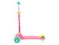 Roze driewielige kinderstep met eenhoorn- en fruitprints