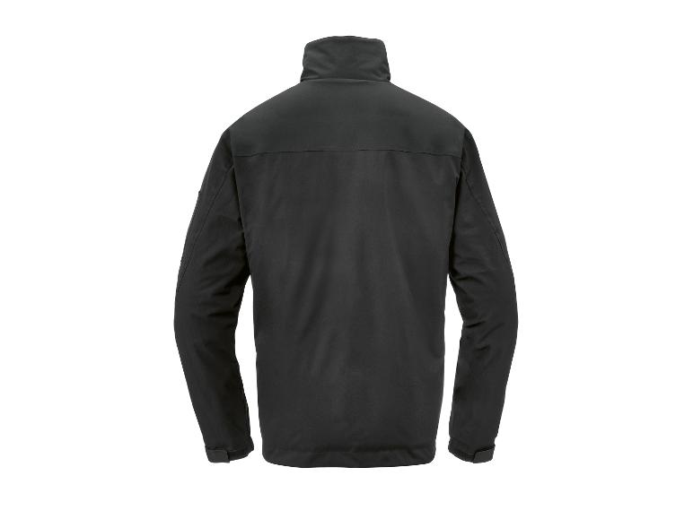 Vue arrière d'une veste d'extérieur noire pour homme avec col montant.