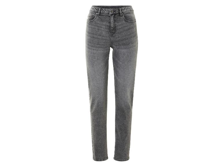 Un jean gris foncé.