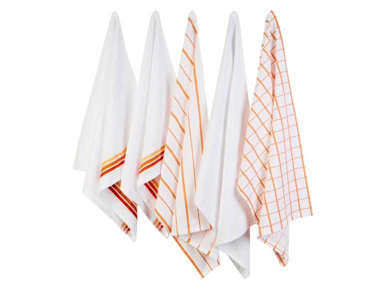 Serviettes de cuisine à rayures et à carreaux orange