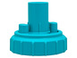 Een blauwe dop met twee knoppen voor een waterfles.