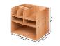 Une étagère en bois avec de multiples compartiments.