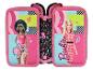Double trousse Barbie avec des images de poupées stylées.
