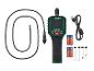 Inspectiecamera met flexibele sonde, USB-kabel, batterijen en diverse accessoires.