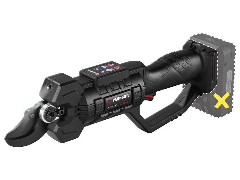 PARKSIDE snoeischaar op accu zonder batterij, op een witte achtergrond.