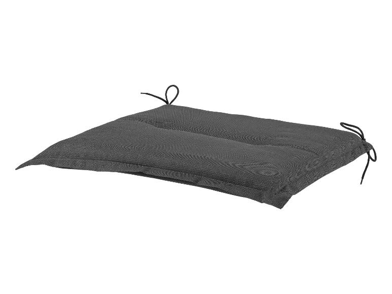 Coussin de chaise gris foncé avec attaches, vue en perspective