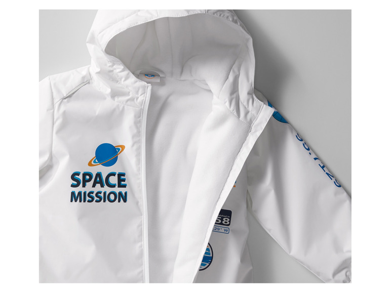 Veste blanche à capuche avec le logo 'Space Mission'