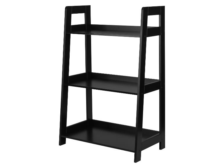 Étagère en bois noir à trois niveaux.