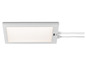 Een witte, rechthoekige LED-lamp met een snoer.