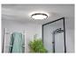 Modern zwart plafondlicht in een stijlvolle badkamer.