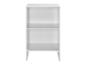 Étagère blanche à deux niveaux au design minimaliste.