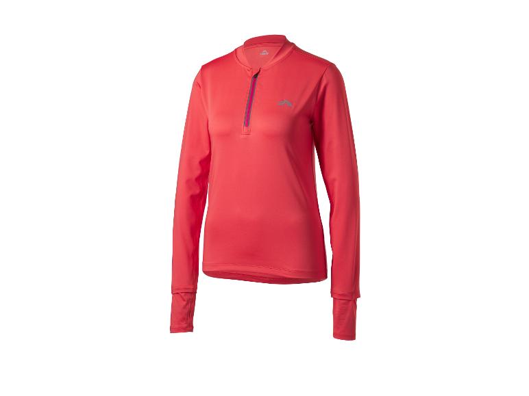 Haut de sport rouge à manches longues pour femme avec fermeture éclair au col