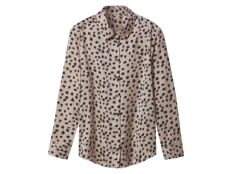 Chemise à manches longues avec imprimé léopard sur fond beige