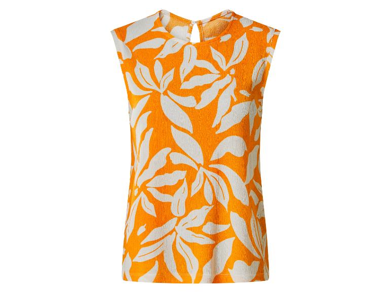Haut sans manches à motif floral orange et blanc