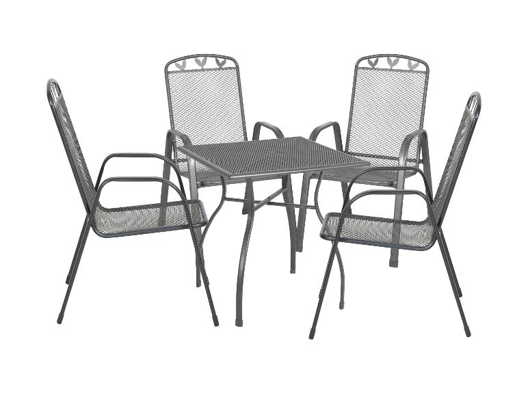 Ensemble de table et quatre chaises de jardin en métal