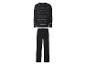 Pyjama noir avec un haut rayé à manches longues et un pantalon noir.