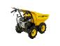 Mini-dumper Güde jaune à quatre roues avec moteur.