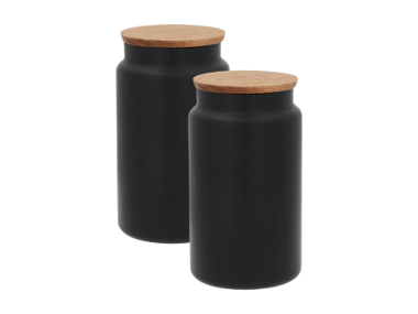 SILVERCREST® Ensemble de 2 bocaux de conservation avec couvercle en bois d’acacia