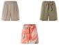 Shorts en lin beige, kaki et imprimés floraux.