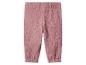 Pantalon en coton froissé rose avec taille et chevilles élastiques.
