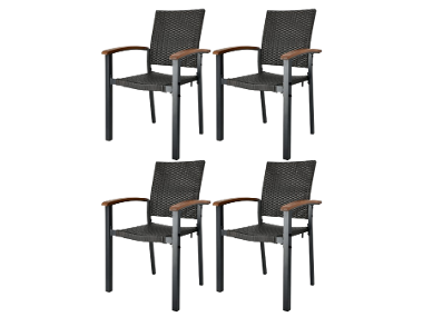 LIVARNO® Set de 4 chaises empilables en résine tressée »Valencia«