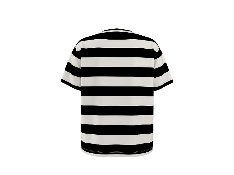 T-shirt rayé noir et blanc à manches courtes, vue de dos.